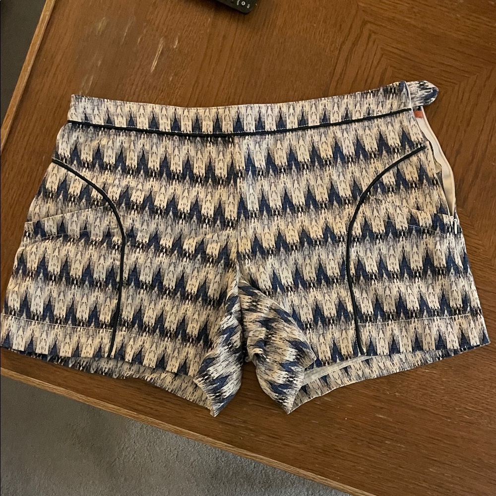 Cartonnier Navy and Cream Geometric Athletic Shorts
